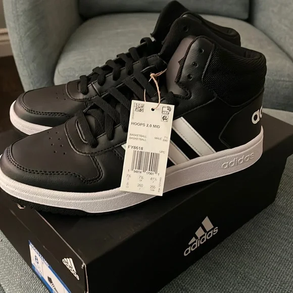 adidas | Shoes | Mens Adidas Hoops 2 Mid Basketball Shoes Black White Size  8 | Poshmark
